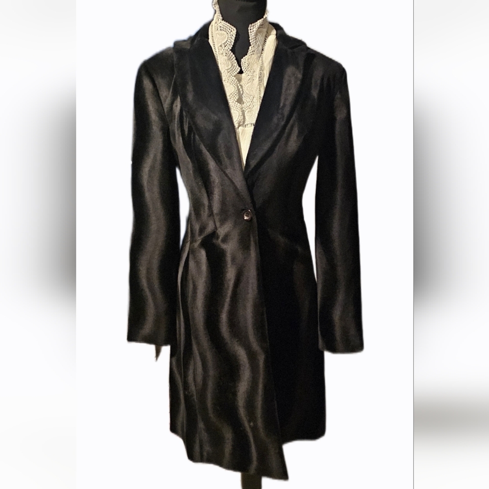Whimsigoth Steampunk Black Market Velvet Optical Illusion Overcoat Size 2